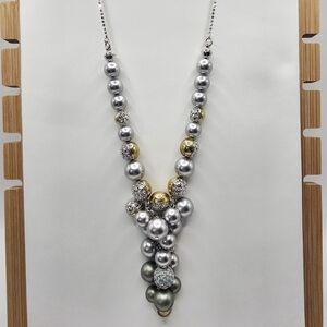 Swarovski Silver and Gold Y-Shaped Necklace